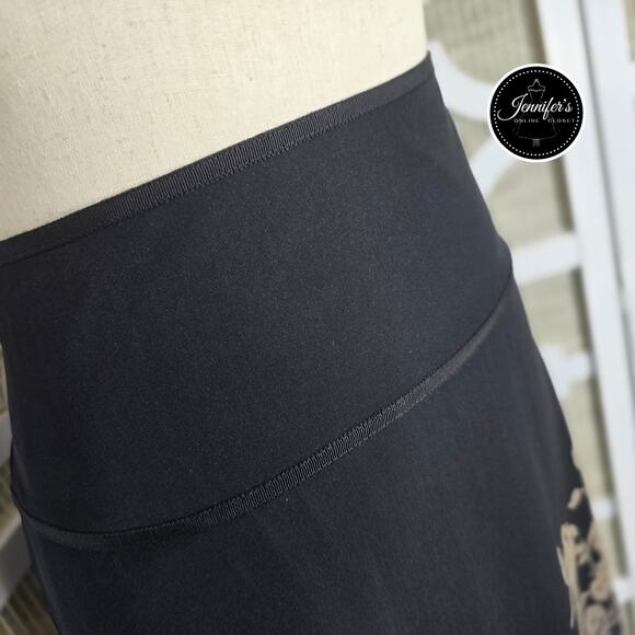 The Limited NWT 100% Silk Black Tan Gray Floral A-Line Vintage Skirt Size 8 - Picture 3 of 10